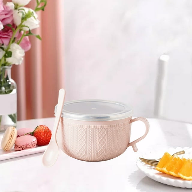 Bol en Acier Inoxydable, Staron 2026 Bol à Soupe Isolé et Résistant à la Chaleur, Petit Bol à Riz et Nouilles pour Étudiants, Vaisselle Ménagère, Rose