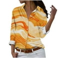thumbnail image 2 of Fiudx Tops para Mujer Camisa con Botones de Solapa Estampada Serie Naranja Informal Regular de Manga Larga para Mujer, 2 of 4