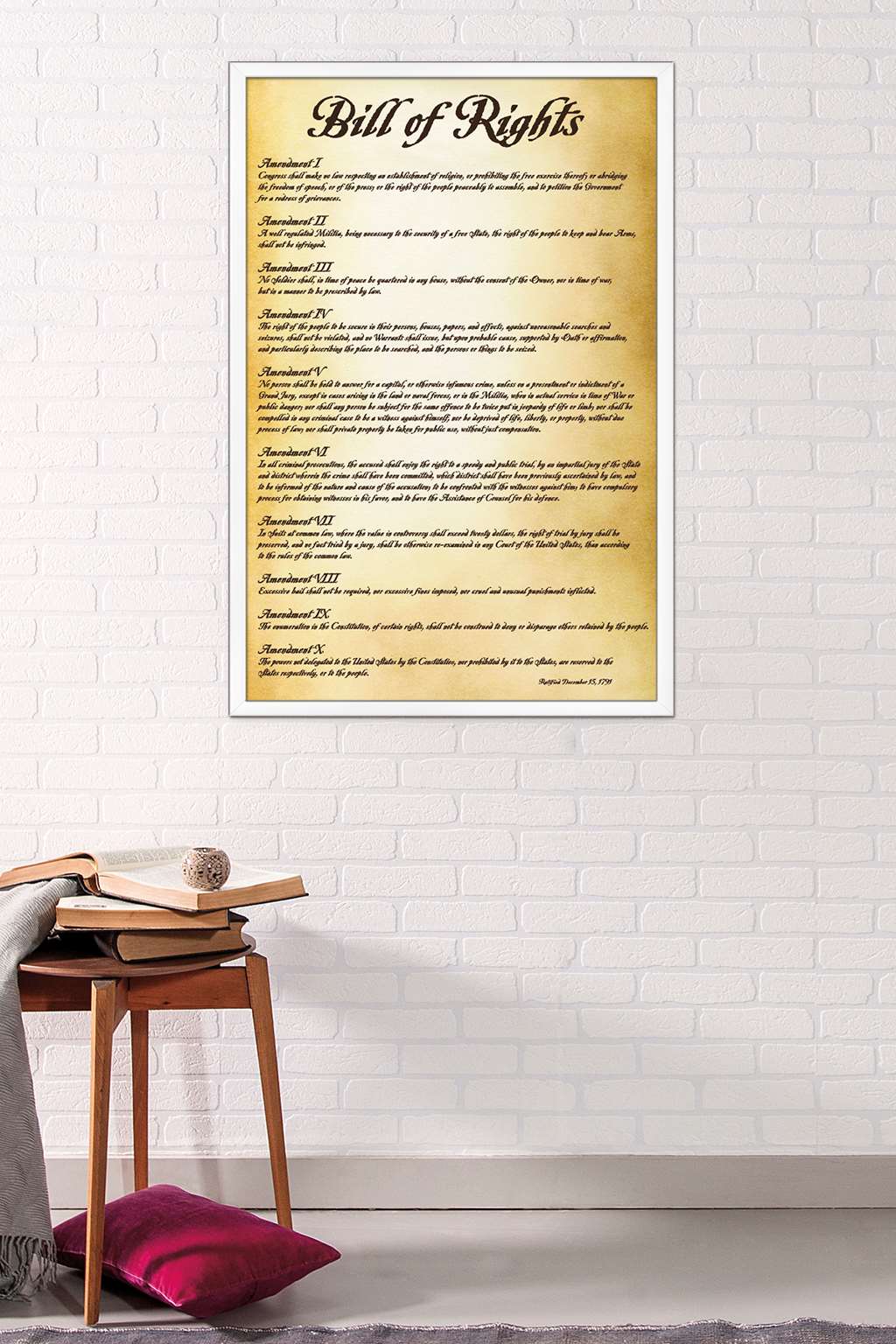 The United States of America - Bill of Rights Wall Poster, 22.375" x 34", Framed