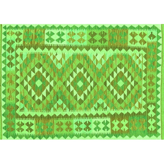 Ahgly Company Indoor Rectangle Oriental Green Traditional Area Rugs, 2' x 3'