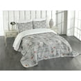 thumbnail image 3 of Ambesonne Eiffel Quilted Bedspread Set 3 Pcs, River Seine and Doves, Queen Size, Black Grey and Red, 3 of 5
