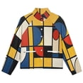 thumbnail image 4 of Jackets for Women Winter Coat Jackets Flannel Stand Collar Jacket(Mondrian Inspired,Size:S-4XL), 4 of 7