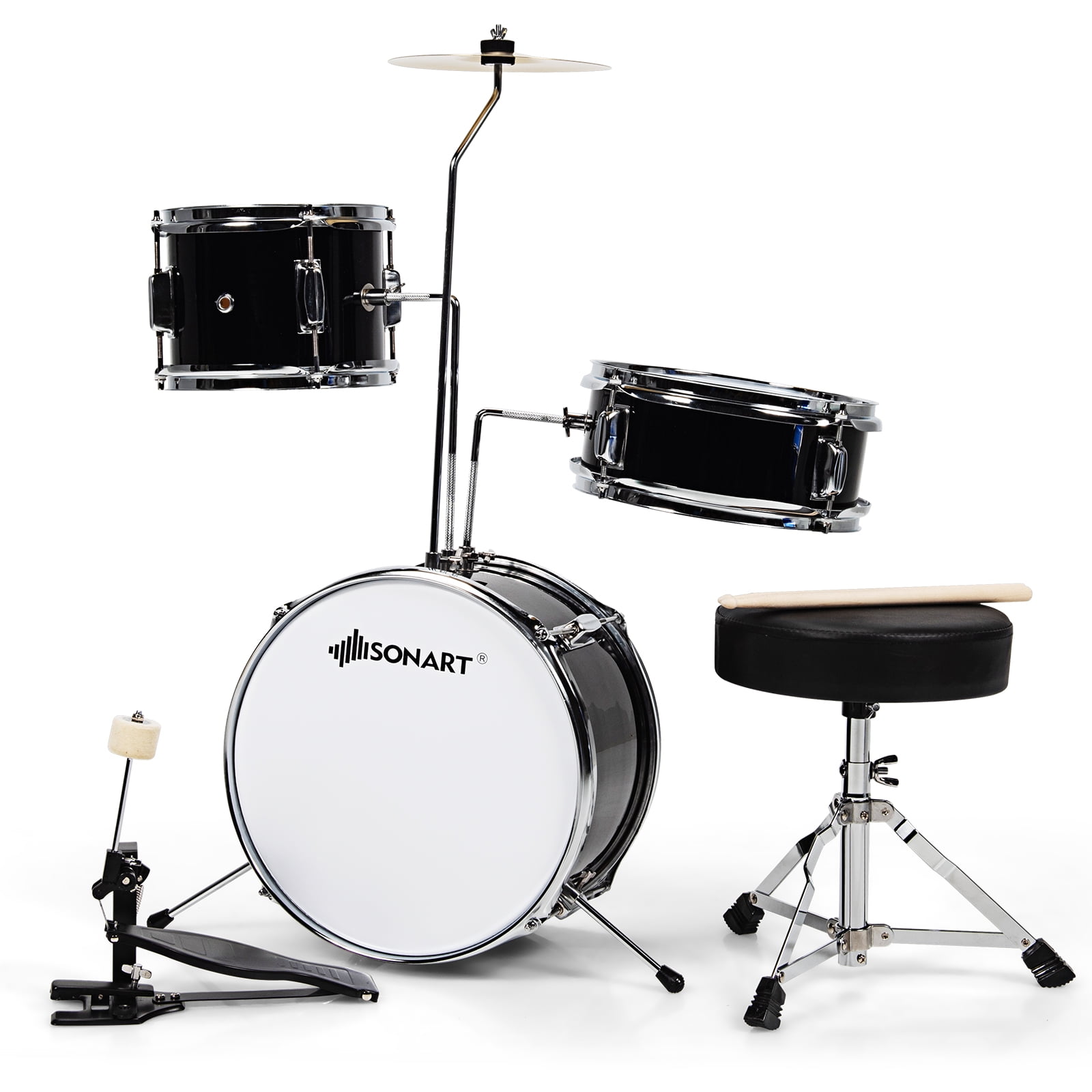 Infans 13 Inch 3Piece Kids Junior Beginner Drum Set w/Tom Snare Bass