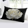 thumbnail image 5 of Flower Black Throw Pillow Cover 24 x 36 Inch Decorative Pillow Cover Gold White Abstract Floral Aesthetic Lumbar Pillowcase Seasonal Rectangle Cushion Case for Couch Sofa Bed Living Room, 5 of 7