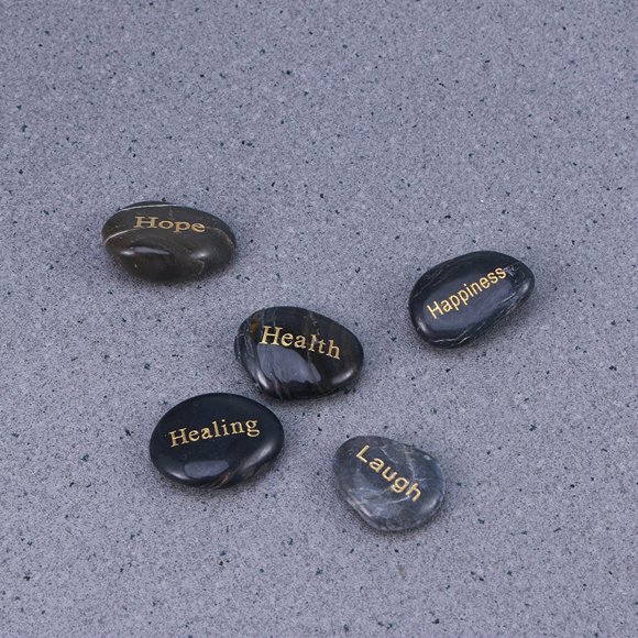 Raindrops Engraved Decorative Stones with Motivational Words for Family Friends Display