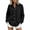 Black, variant on Women's Jacket Long Sleeve Button-Front Pockets Button Collared Hip Shirt Solid Buttons Everyday