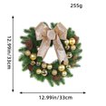 thumbnail image 3 of Christmas Wreaths, Lighted Artificial Christmas Wreath with LED Lights & Large Red Bow Ornaments Battery Operated for Front Door Gate Wall Xmas Party Decorations, 3 of 4