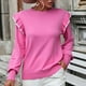 thumbnail image 1 of Suéter de cuello redondo para mujer, moda informal, color, manga larga, cuello redondo, suéter para mujer, 1 of 9