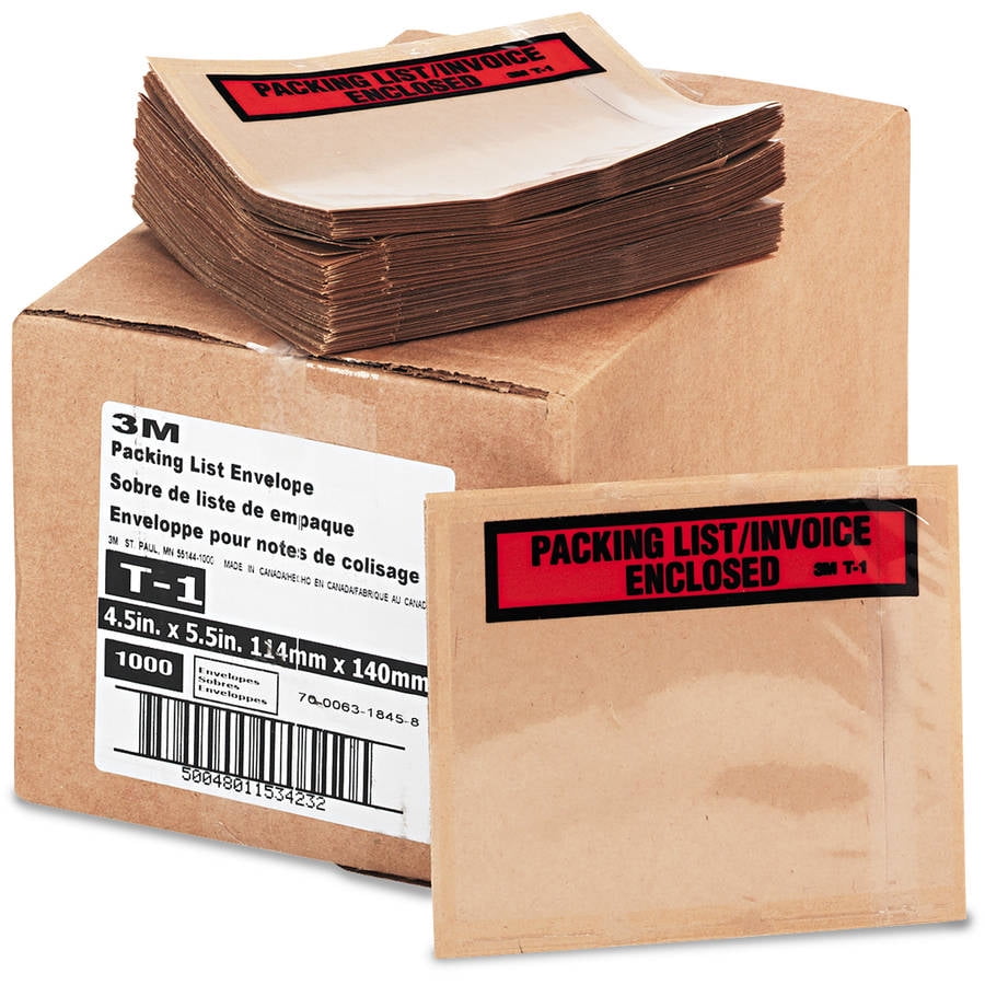 3M Top Print SelfAdhesive Packing List Envelope, 4.5" x 5.5", White