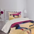 thumbnail image 4 of Ambesonne Abstract Quilted Coverlet 2 Pcs, Geometric Horse Animal, Twin Size, Cream Pink Purple, 4 of 5