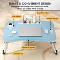 thumbnail image 6 of Folding Lap Desk, 23 Inch Portable Wood Black Laptop Bed Desk Lap Desk with Cup Holder, for Working Reading Writing, Eating, Watching Movies for Bed Sofa Couch Floor-Blue, 6 of 7