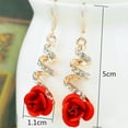 thumbnail image 5 of Jiaroswwei Women Fashion Red Rose Drop Rhinestone Spiral Dangle Hook Earrings Jewelry Gift, 5 of 5