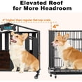 thumbnail image 2 of POAO 31"Heavy Duty Dog Crate Furniture with 360°Wheels,Dog Kennel Indoor for Small Dogs,Wooden Dog Cage with Feeding Window &Name Tag,Brown, 2 of 9