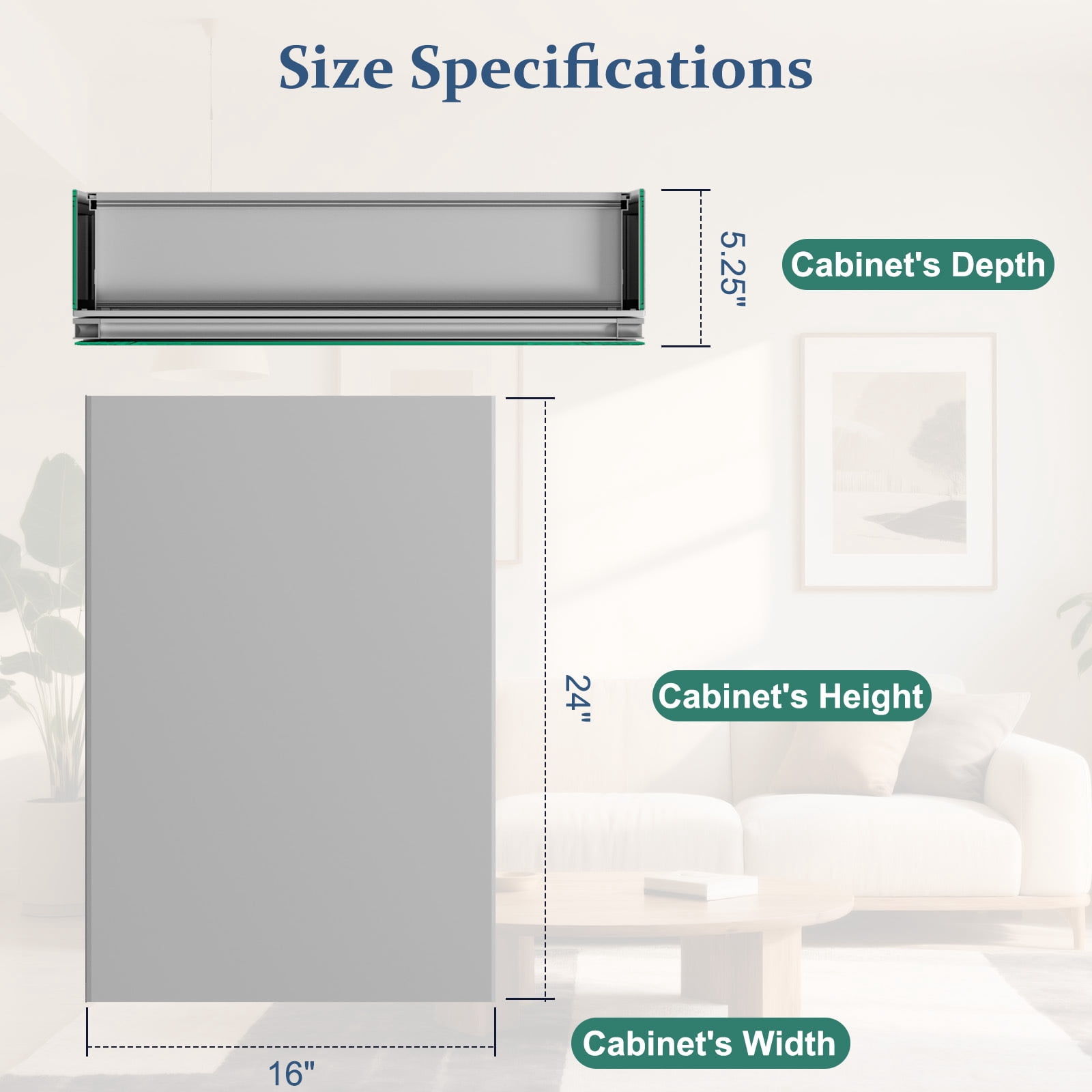 Easy4Home 24"x16" Bathroom Medicine Cabinet with Mirror, Surface Mount Mirror Cabinet with Adjustable Shelves
