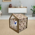 thumbnail image 3 of Moroccan Pet House, Tile Pattern with Squares of Various Sizes Eastern Inspired Oriental, Outdoor & Indoor Portable Dog Kennel with Pillow and Cover, 5 Sizes, Cream Dark Coral Brown, by Ambesonne, 3 of 5