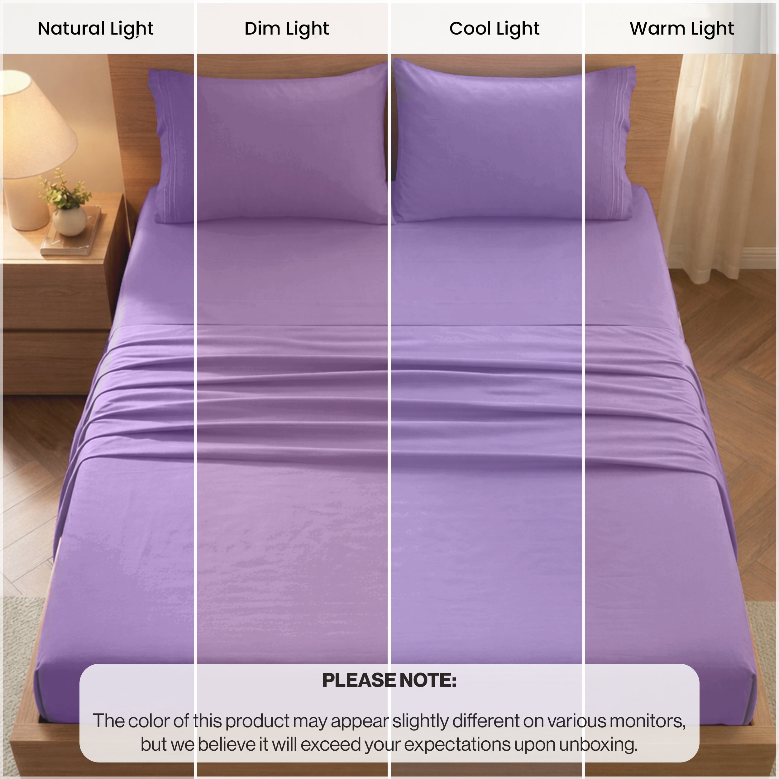 Lux Decor Collection Full Size Bed Sheets - 4 Piece Set - High GSM Brushed Microfiber - Fits up to 16 Inches Deep Pocket - Full, Purple