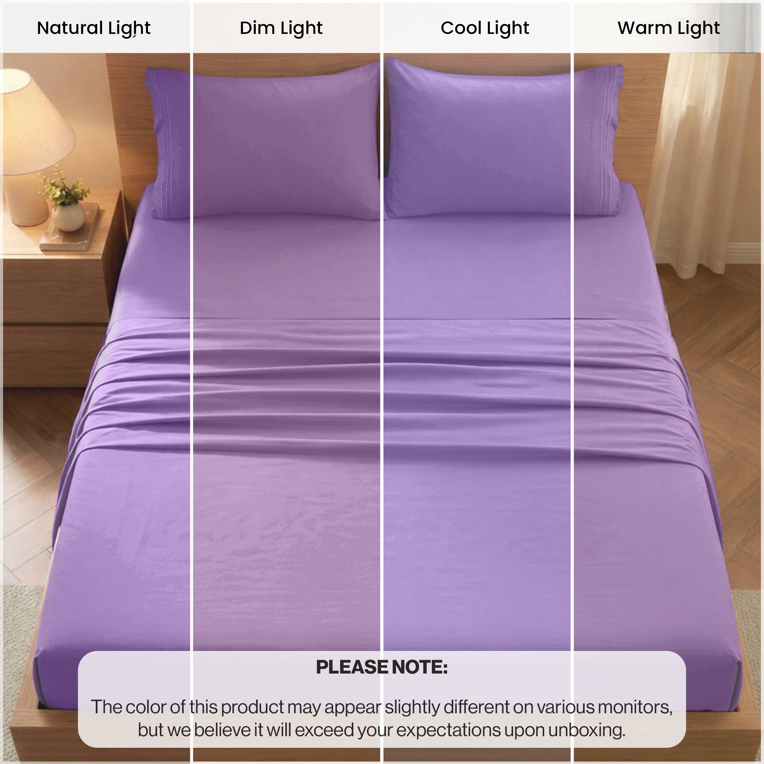 Lux Decor Collection Queen Microfiber Sheet Set, Purple photo 8