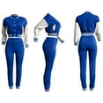 thumbnail image 4 of Baqcunre Women Autumn Baseball Suit Two Piece Set Solid Coat Long Pants Tracksuits Outfits,Size S-XXL,Fall Outfits Women Trendy,Outfits for Women,Two Piece Sets for Women,Womens Fashion,Blue, 4 of 5