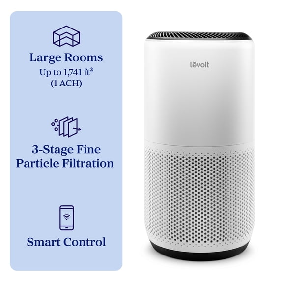 Levoit PlasmaPro® 400S-P 1741 Sq Ft 3-Stage Filtration Smart Air Purifier, White