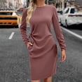 thumbnail image 4 of WJHWSX Womens Dresses,Dresses for Women,Womens Fall Dresses,Long Sleeve,Crew Neck,Easy Care,Solid,2XL(US:12), 4 of 5