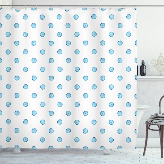 Shell Shower Curtain, Soft Aqua Tone Watercolor Illustration of Moon Snail Shell Figures, Fabric Bathroom Set with Hooks, 69W X 84L Inches Extra Long, Cobalt Blue White Pale Blue, by Ambesonne