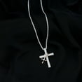 thumbnail image 2 of Rosec Jewels Lab Created Diamond Cross Necklace with Charm - Ef-Vs Quality Diamond Double Cross Pendant Chain - with Jewelry Box, 925 Sterling Silver, 2 of 7