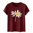 thumbnail image 4 of YueHuiYing Womens Cute Flower Tshirt Sunflower Graphic Tees Crew Neck Summer Short Sleeve Loose Fit Tops, 4 of 5