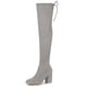 thumbnail image 1 of Botas Altas Hasta La Rodilla Talón Grueso Punta Redondeada Para Mujer Gris 36, 1 of 6