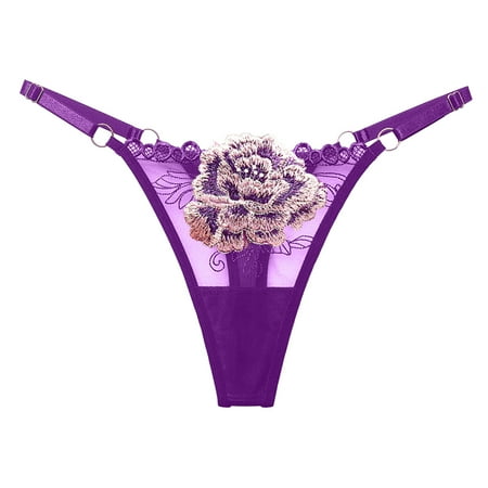 

Ladies Embroidered Thong Low Waist Cutout Panties