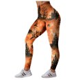 thumbnail image 6 of COMVALUE Women's Halloween Pumpkin Skulls Printed Ankle Elastic Tights Legging Halloween Yellow Size M, 6 of 8