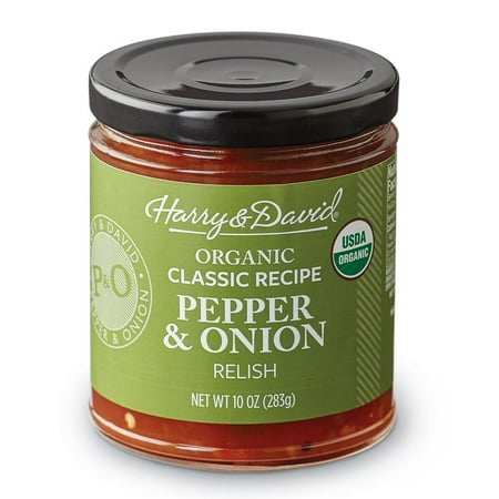 Harry & David Organic Classic Recipe Pepper & Onion Relish, Plant Based Condiment, Hamburger & Hot Dog Relish, Sandwich Spread Topping, Charcuterie Board Foods, 10Oz