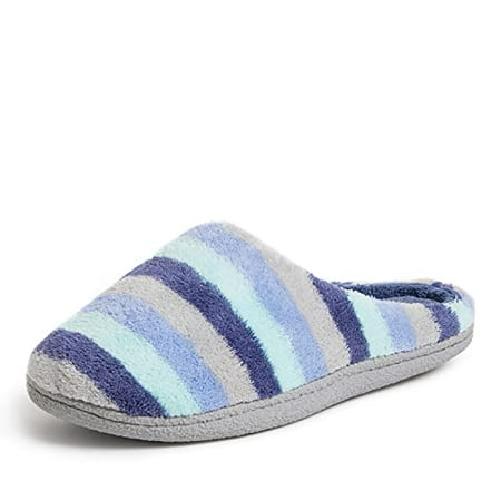 

Dearfoams Women s Leslie Quilted Terry Clog Slipper Blue Multi Large Wide