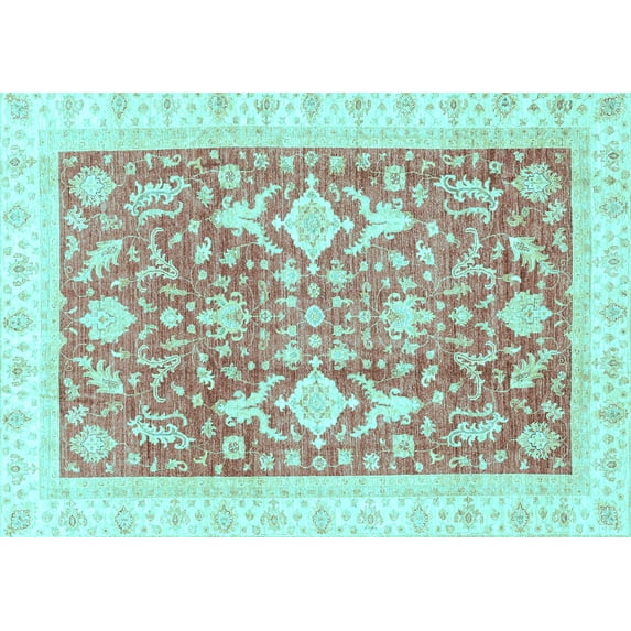 Ahgly Company Indoor Rectangle Oriental Light Blue Traditional Area Rugs, 8' x 10'
