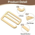 thumbnail image 3 of 2Pack G-Hook Webbing Buckles, 50mm Flat Tri-Glide, Light Gold, 3 of 6
