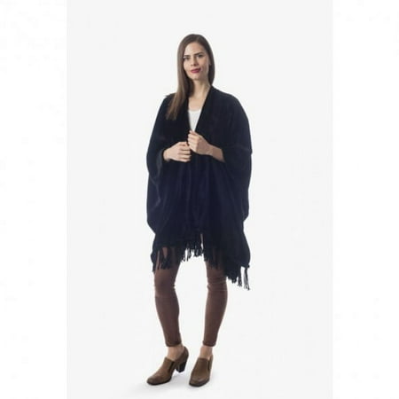 UPC: 0717471907317 | Gift for Mom Fleece Wearable Throw Poncho – Throw Blanket Fringed Wrap – Fleece Cape – Gavotte Home (Black)
