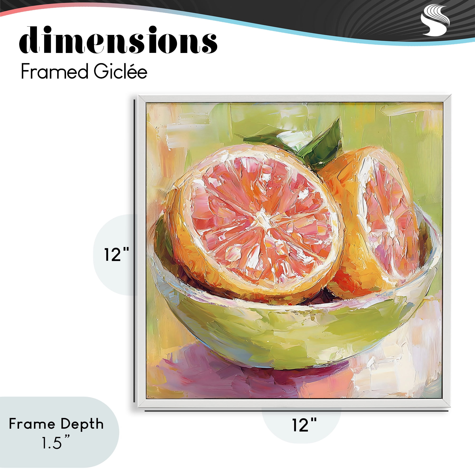 Stupell Industries Sliced Grapefruit in Bowl White Framed Giclee Art, design by Riley B
