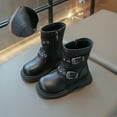 thumbnail image 2 of Povozer Kids Snow Boots Boys Girls Toddler Winter Shoes Cold Weather(Black,5.5-6Y), 2 of 6