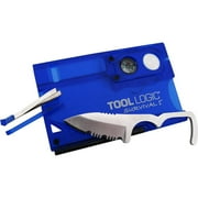 Tool Logic Survival Card with Fire Starter and Compass, Blue
