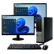 Dell OptiPlex Desktop Computer with Windows 11 Pro, Intel Core i5 Processor, 16GB RAM, and 1TB HDD, Includes 19" Dual LCD Monitors, Small Form Factor in Black/Grey