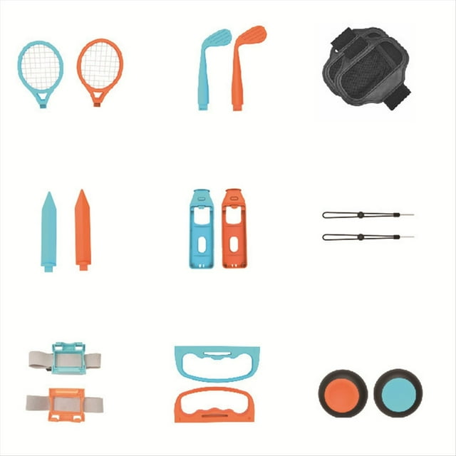 Conjunto Deportivo 18 en 1 con Sensor de Movimiento para el Mando de Switch 2, con Empuñadura Desmontable, Raqueta de Tenis y Pulsera.