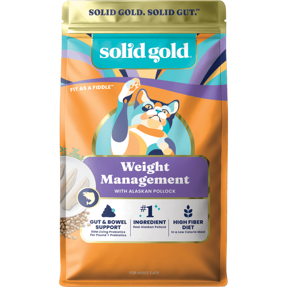Solid Gold Fit as a Fiddle Weight Control Dry Cat Food, Low Calorie, Grain Free, Alaskan Pollock, 3lb Bag
