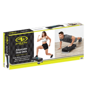 Athletic Works 3-Level Aerobic Step Deck , Adjustable to 4-6-8 Heights, Black/Gray/Blue