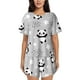 thumbnail image 1 of Balery Pandas Conjunto de Pijama para Mujer con Estampado, Dos Piezas de Manga Corta y Shorts, Ropa de Dormir Suave con Cuello Redondo y Bolsillos-Large, 1 of 6