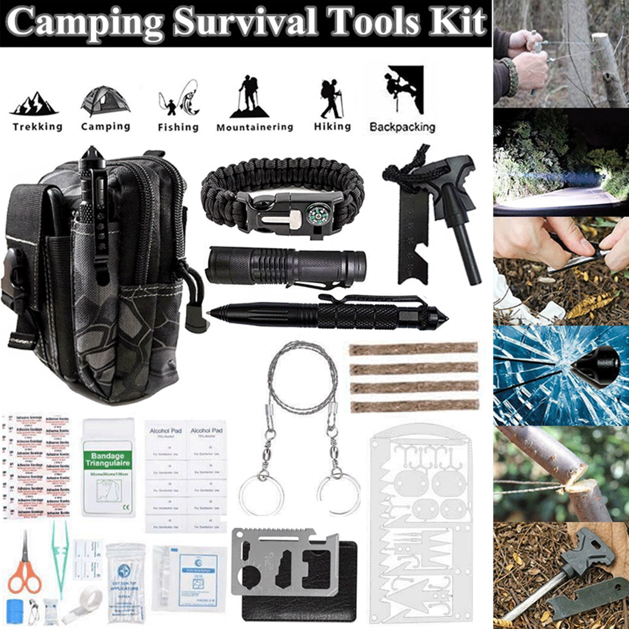 65 in 1 Outdoor Survival Kit Camping Tactical Hunting Emergency EDC Tools Bag US