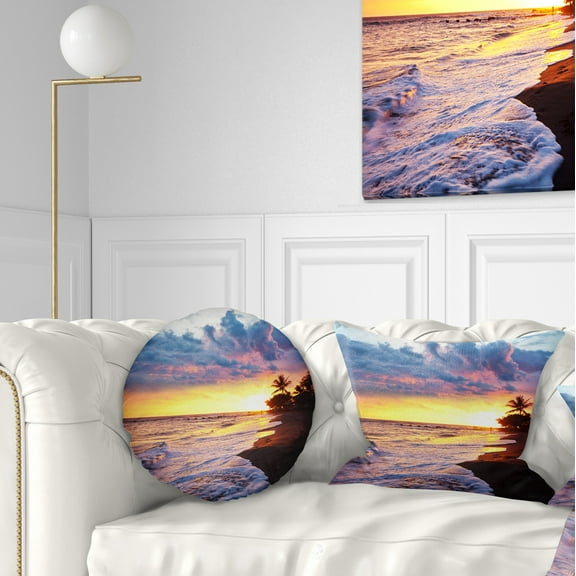 Designart Sea Sunset in Olympic Park Coast - Seashore Throw Pillow - 12x20