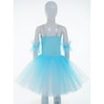 thumbnail image 6 of TiaoBug Girls Professional Ballet Leotards Tutu Dress Ballerina Swan Lake Competition Dancewear Light Blue 13-14, 6 of 7