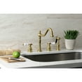 thumbnail image 4 of Kingston Brass KB1797BPLBS Bel-Air Double-Handle Widespread Kitchen Faucet with Brass Sprayer in Brushed Brass, 4 of 8