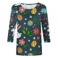 thumbnail image 5 of Birdeem Mode Femme Manches Courtes Col Rond Rétro Imprimé Haut Ample Blouse Manches Trois-Quarts, 5 of 5