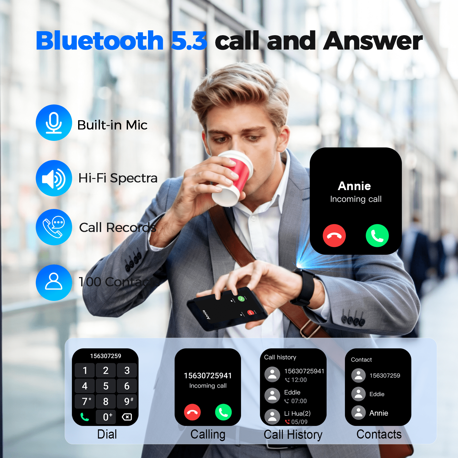 Smart Watch for Men Women Fitness,1.96" HD Touch Screen Fitness Tracker with Bluetooth Call Answer/Dial,Fitness Watch with 100+ Sports Modes,Pedometer,Calorie Counter,IP68 Waterproof Smartwatch Compa