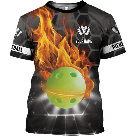 Personalized Pickleball Shirt Funny 3D Polo Pickleball Player Gift for Men and Women Custom Pickleball Shirts Sports Tee (Grey, M)